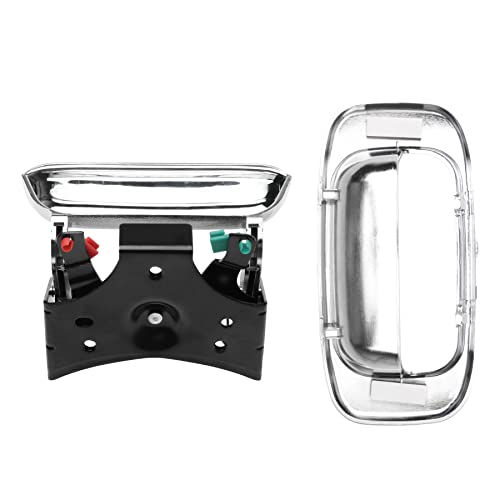 Image of Tailgate Door Handle & Bezel Lock Set, Compatible with 1999-2007 Chevy Silverado GMC Sierra 1500 2500 3500, Chrome Exterior Rear with Rod Clips | Replaces# 15997911, 15228539, 15228541, 15228540