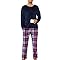 Lovasy Fleece Schlafanzug Herren Lang Winter Warm Pyjama Set Zweiteiliger Herrenschlafanzug Langarm Frottee Schlafanzüge für Herren,Blau/Kariert,M