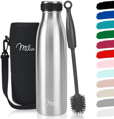 Milu Stainless Steel Vacuum Insulated Water Bottle - 500ml, 750ml, 1l - Double Wall Metal Flask, for Hot, Cold & Carbonated Drinks (Stainless Steel, 500ml)
