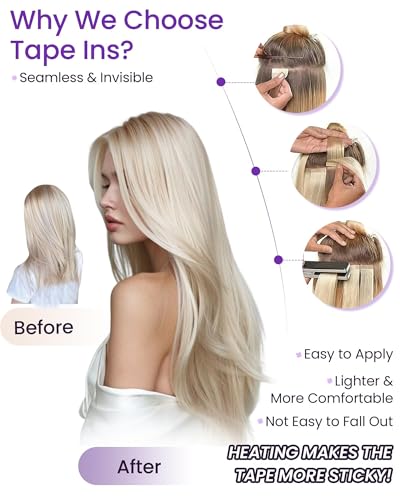 Image of LaaVoo Tape in Hair Extensions Medium Brown Human Hair Tape on Extensions Brown Hair Extensions Tape in Real Human 20Pcs 14 Inch 40g