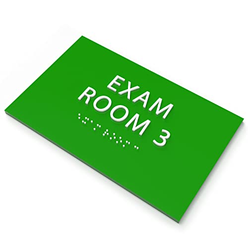 Ada Central Signs 6" X4" Exam Room 3 Sign- Tactile Graphics Grade 2 Braille Text | Modern Utility Wall Mount Ada Compliant Plastic Signs For Schools, Offices, Businesses, Apartments & Restaurants #TOP1