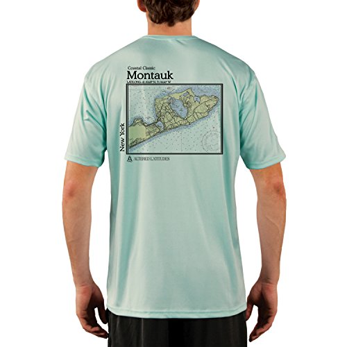 Coastal Classics Montauk Nautical Chart Men's Upf 50+ Sun Protection Short Sleeve T-Shirt Large Seagrass #TOP19