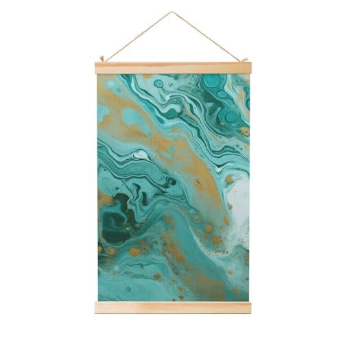 Peinture murale en marbre bleu sarcelle et doré pour sublimer votre salon