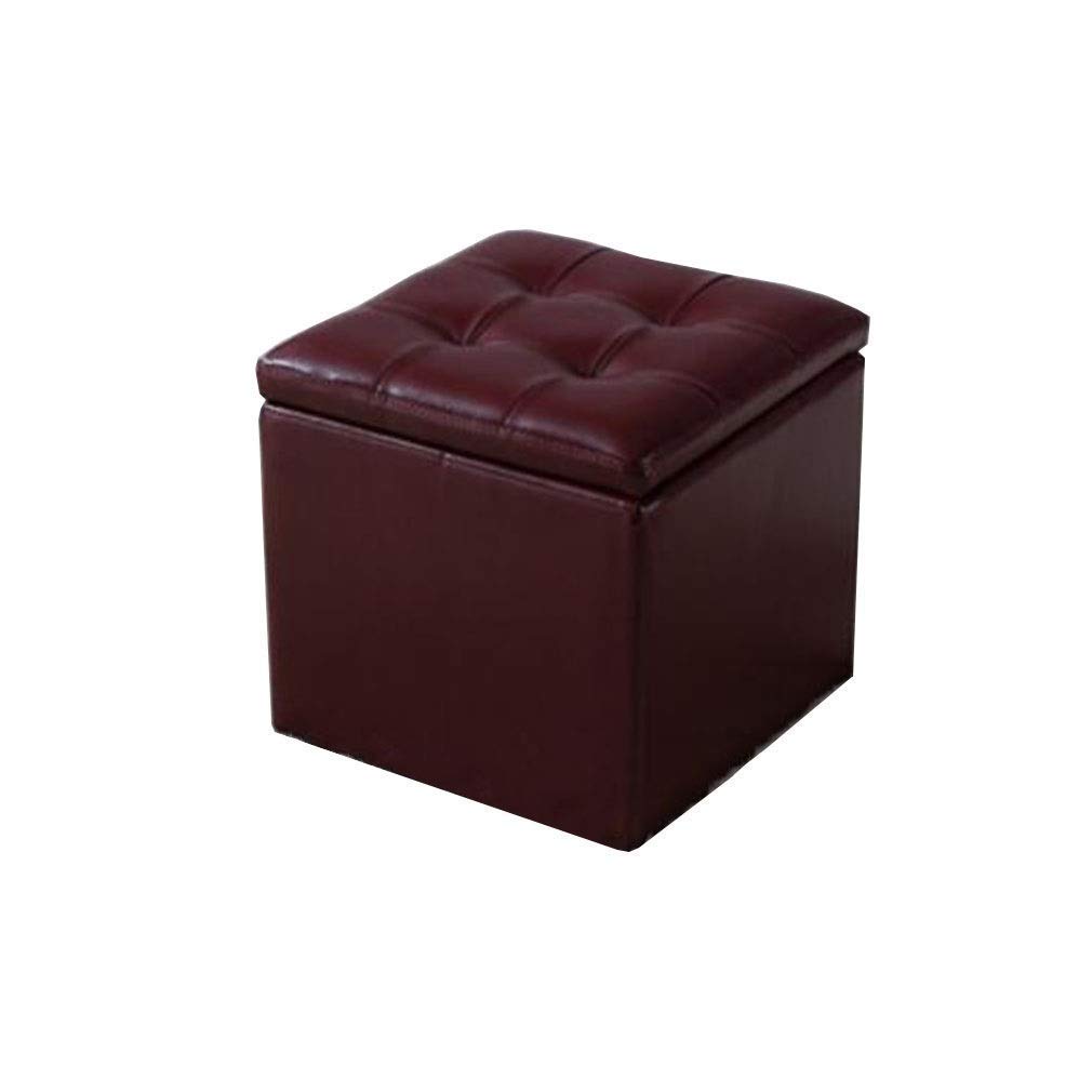 Repose-pieds ottoman de rangement carré en cuir | Tabouret de canapé moderne 32x35cm