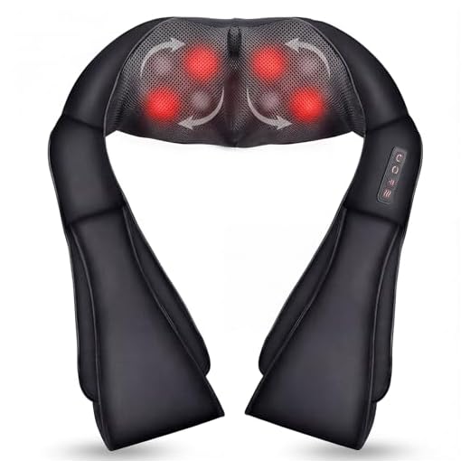 Masajeador Cervical y Espalda con Calor, Masajeador Cervical Shiatsu 16 Cabezales 3D, 3 Modos Masaje Profundo Rotación y Masaje de Amasamiento Shiatsu Intensidad Ajustable, Regalo para Oficina y Hogar