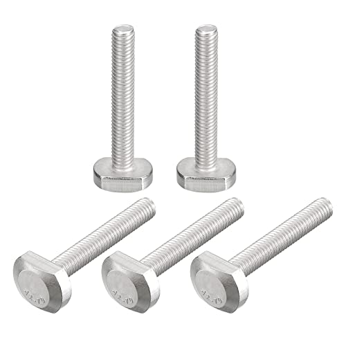 uxcell T-Slot Bolts, 5pcs M6x40mm T Slot Drop-in Stud Sliding Bolts 304 Stainless Steel T Shape Screws for T Track
