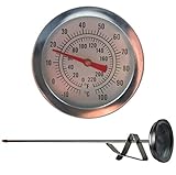 Longitud de la sonda: 30 cm. Termómetro casero para cerveza con esfera de 52 mm, una sonda de 300 mm de largo y un clip para sujetar