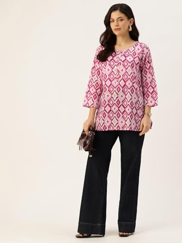 Image of feranoid Printed Top with Round Neck & 3 /4 Sleeves (S-XXL)
