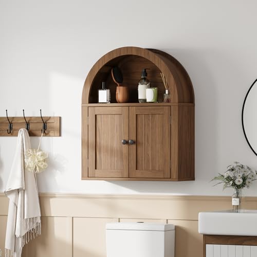Image of ChooChoo Arched Wall Cabinet, Double Door Medicine Cabinet with Shelf