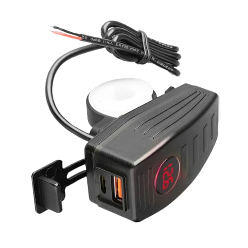 JECOMPRIS Motorcycle Charger 12v/24v 4.2a Dual Port USB Red Light Handlebar Mount Intelligent Voltage Monitoring