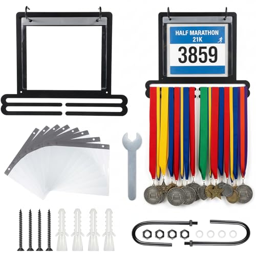 KongTiva Race Bib and Medal Display Hanger Medal Hanger Display Holds 40+