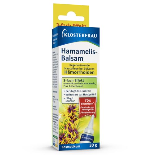 Klosterfrau Hamamelis Bálsamo | Cuidado regenerador de la piel para hemorroides externas | 3 veces efecto apoyo con hamamelis, zinc y pantenol | 30 g