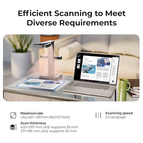 Scan A3 documents CZUR ET16 Plus scanner de livres avec OCR multilingue et support macOS Windows