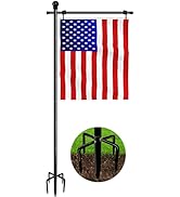 Koutemie 10FT Garden Flag Pole Stand with 5 Prong Base for 3x5 American flags, Adjustable Heavy D...