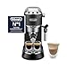 De'Longhi Dedica Style - Perfetto Kompakte Siebträgermaschine Espressomaschine mit Tasten, manuellem Milchaufschäumer für Espresso und Cappuccino, ESE Pad geeignet, 15cm breit, Schwarz (EC685.BK)