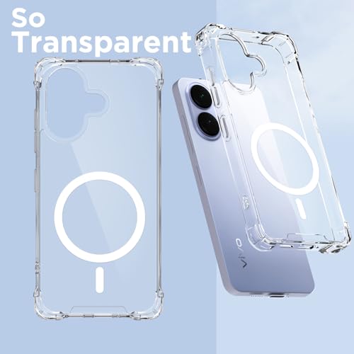 Image of Amazon Basics Back Cover for Vivo V60 Lite 5G Mag-Safe Shockproof PC + TPU Protective Case Magnetic Support Bumper Case (Transparent Mag-Safe)