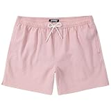 CoozySphere Mens Swim Trunks 5 Inch Pink Seersucker Swimming Shorts Swimsuit Swimwear Bathing Suit with Mesh Liner Plus Size 3XL