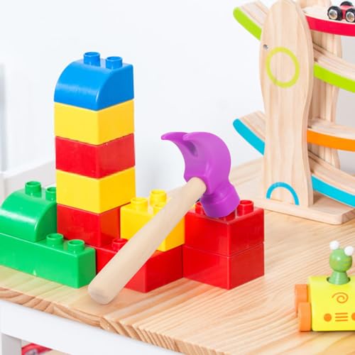 Image of Fowecelt Wooden Hammer Toys Simulation Hammers Maintenance Tools Educational Toys for Kids Birthday Party Games Supplies (Purple)
