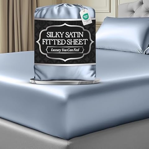 DECOLURE Satin Fitted Sheet Queen Size Cover