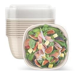 Bentgo Prep - 1-Compartment Bowls with Custom-Fit Lids - Reusable, Microwave Safe, Durable, PFAS & BPA-Free, Freezer & Dishwasher Safe Meal Prep Food Storage - 10 Bowls & 10 Lids (White Stone Tan)