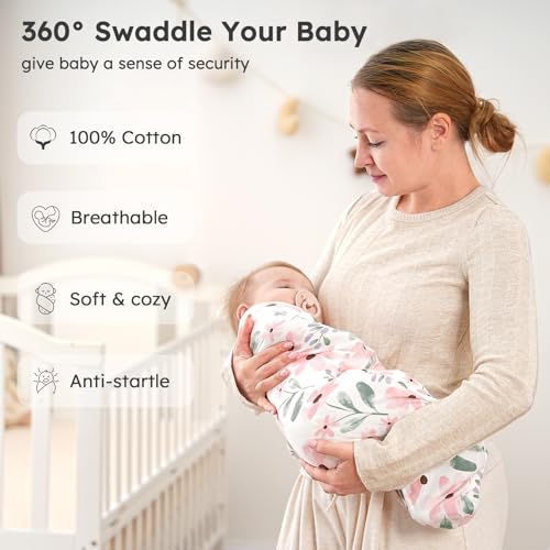 Yoofoss Baby Swaddles for Newborns 100% Organic Cotton, Adjustable Swaddle Sleep Sack 3-6 Months Newborn Swaddle Sack, Breathable Soft(Medium)
