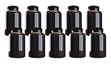 Mountain West Company Plastic Pill Bottle (10 Pack) Dark Amber Container with Black Lid, 500cc Capacity