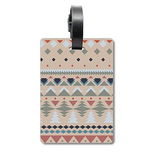 Étiquette de valise motif losange tricolore pour voyager l'esprit serein