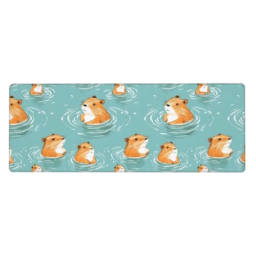 Grand tapis de souris de jeu Capybara mignon avec base caoutchouc pour bureau et clavier PC