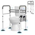 SOUHEILO FSA Eligible Toilet Safety Rails, Adjustable Toilet Rails for Seniors Fit Any Toilets, Stable Toilet Safety Frame Larger Suction Leg, Tool Free Toilet Handles for Disabled/Elderly/Handicap