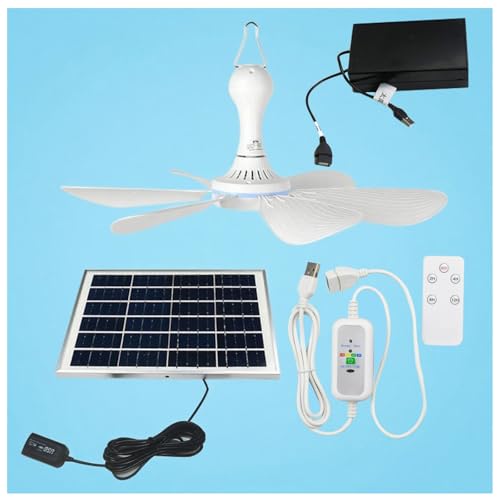 DHNDSDP Multi-functional Solar Fan 6/10W USB Portable Small Ceiling Fans 6 Pieces Plug-in ABS Blades Suitable for Dormitory Bedroom pet Shop Backyard Gazebo Sheds