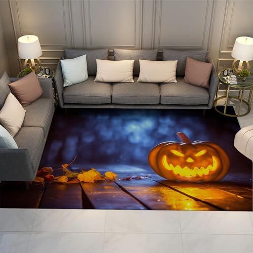 Tapis Halloween citrouille lanterne 90x120cm lavable - 2