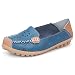 Labato Style Women's Floral Print Breathable Soft Leather Slip Resistant Walking Loafer Flats (Blue, 8 B(M) US)