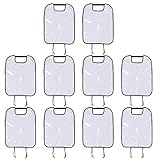 ChiweiJ 10pcs Seat Back Protective Cover for Kids, Transparent Car Kick Mat, PE Anti Dirt Mud Guard for Child Baby, Universal Fit for Car Truck SUV Front Seats (Black)