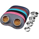 Sicher für Ihre Haustiere: Dieses hundenapf set besteht aus hund napf edelstahl und einer Silikonmatte in Lebensmittelqualität und ist gesund und sicher für Ihre Haustiere sowie robust für den Langzeitgebrauch