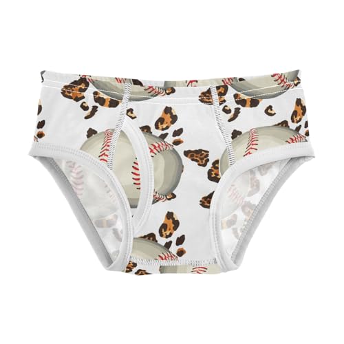 CHIFIGNO Cool Baseballs White Boys Underwear Cotton Boys' Briefs Breathable Printed Underwear Briefs