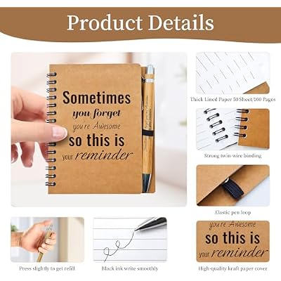 20 Pcs Employee Appreciation Gifts Bulk - 10 Sets of Inspirational Spiral Notebooks with Motivational Pens, Small Notepads for Coworkers,Office, Staff, Team, Volunteer, Nurse, Teachers, Thank You Gift