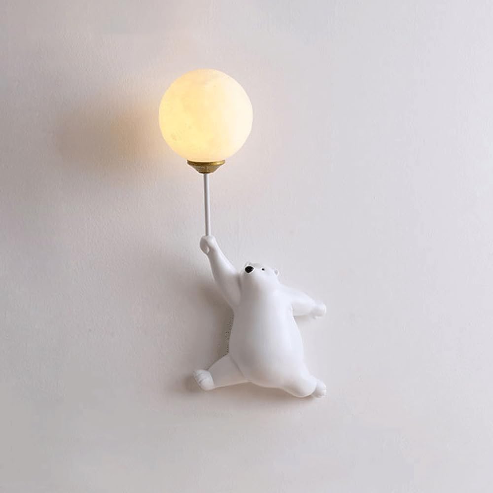 KXEcoLife Children's Room Wall Light Bear Sconce Indoor Cartoon Lamp, G9 Lighting Fixtures Resin Headboard Fixtures, Boys Girls Nursery Sconces