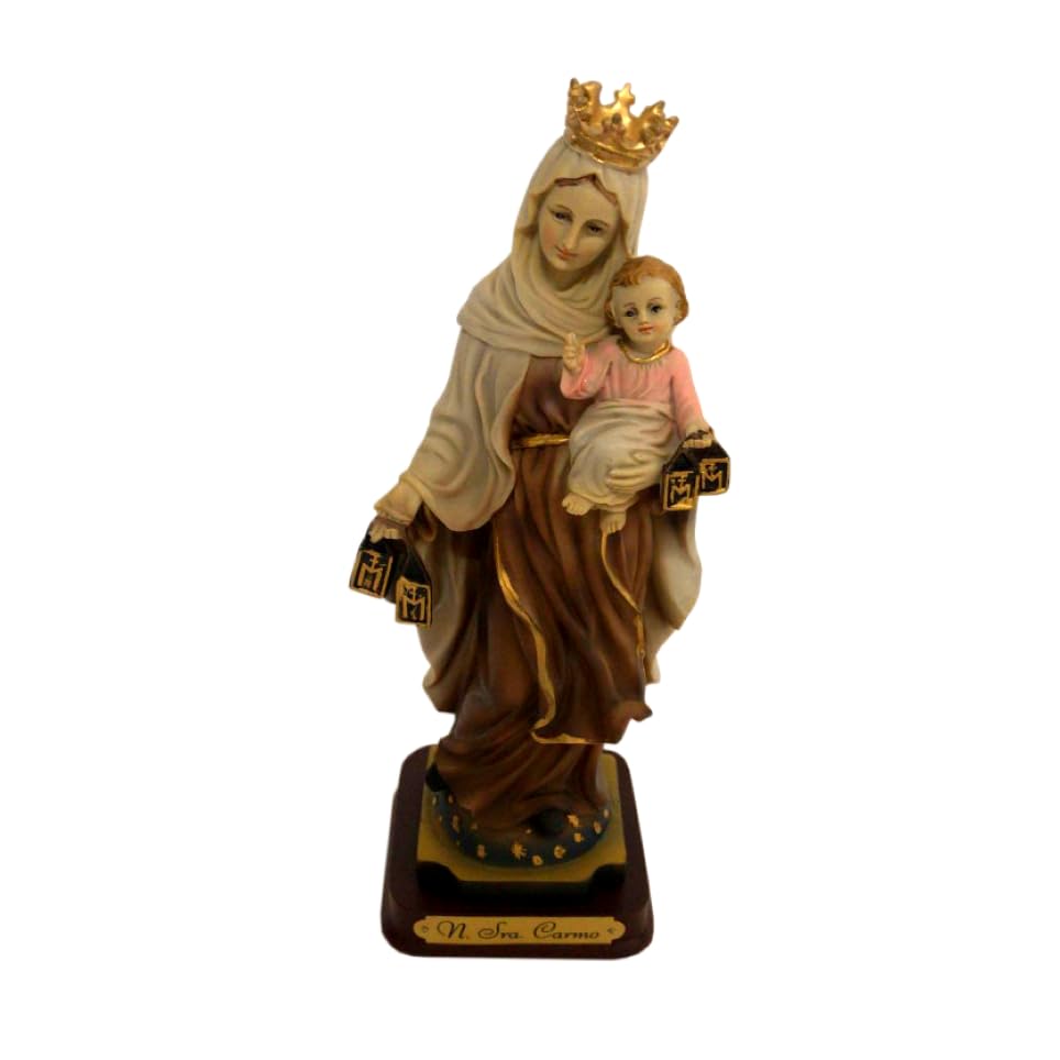 Figura Virgen del Carmen Estrellas Pintada a Mano 14 cm