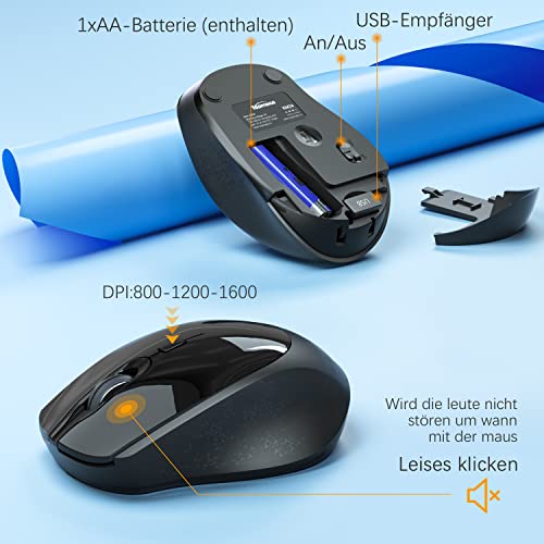 TopMate - Set tastiera senza fili, 2,4 GHz