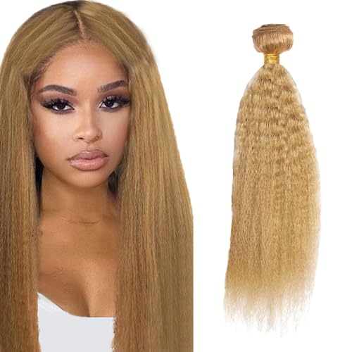 #27 Honey Blonde Bundles Human Hair Yaki Straight Bundles 34 Inch Unprocessed Brazilian Virgin Remy Hair 1 Bundle Honey Blonde Kinky Straight Human Hair Extensions 50 Gram Per Bundle