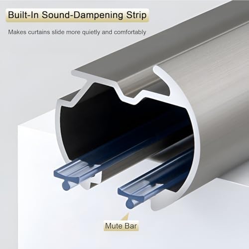 Sliding Aluminum Ceiling Track System for Room Dividers, RV, Bay Windows & Shower Doors – Wall-Mounted, Silent Rail Set (Gray, 105cm/3.44ft)