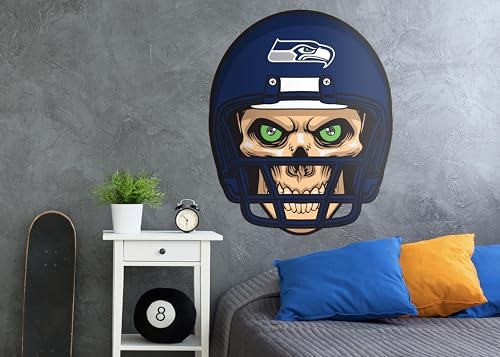 Fan Creations Seattle Seahawks NFL Skull Helmet Officially Licensed Wall Decals- 27in x 34in