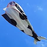 Kaiciuss Orcas Kite for Kids & Adults, Large 3D Single Line for Beach, Huge Frameless Soft Style, Giant Parafoil Whale Breeze Kite, it Comes with 300ft String Hoop