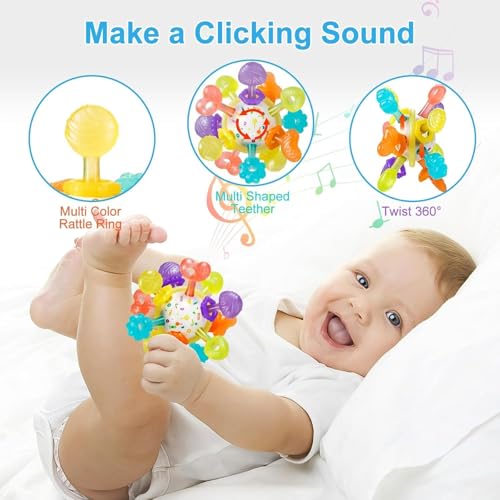 Image of Baby Montessori Sensory for 0-6 6-12 Months, Baby Teether Teething for Babies 0 3 6 9 12 18 Months, Newborn Infant Learning Developmental Gifts for 1 2 Year Old Boys Girls (Multicolor)