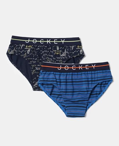 Image of Jockey NB01 Boy's Super Combed Cotton Elastane Stretch Printed Brief with Ultrasoft Waistband (Pack of 2)