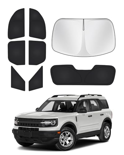 Image of Canvcle Windshield Sun Shade for Ford Bronco Sport 2021-2025 2026 Side Rear Window Shade Cover Set Window Sun Visor Blocker Privacy Protection Keep Vehicle Cool Black 8PCS