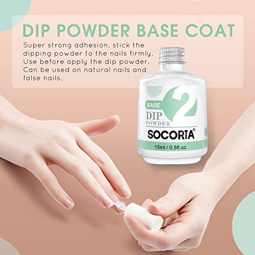 SOCORIA Long-Lasting Dip Powder Base Coat #TOP25