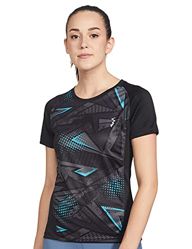 Campus Sutra Women\’s Black Graphic Printed Dri-Fit Activewear T-Shirt Regular Fit for Casual Wear Structured T-Shirt Crafted with Comfort Fit and High-Performance for Everyday Wear Campus Sutra Women\’s Black Graphic Printed Dri-Fit Activewear T-Shirt Regular Fit for Casual Wear Structured T-Shirt Crafted with Comfort Fit and High-Performance for Everyday Wear