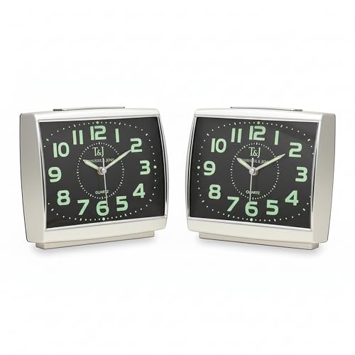 Easylife Set of 2 Easy-to-Read Silent Glow-in-the-Dark Alarm Clocks, Silent Alarm Clock, Glow Clock, Extra Large Number Alarm Clock - Fully Guaranteed | Pack of 2
