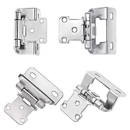 1/2" Overlay Partial Wrap Around Self Closing Hinges, (25 Pairs-50 Pcs) Cabinet Door Hinges For Face Frame Kitchen Cabinets,Brushed Nickel Cabinet Hinges For Kitchen Cabinets #TOP3